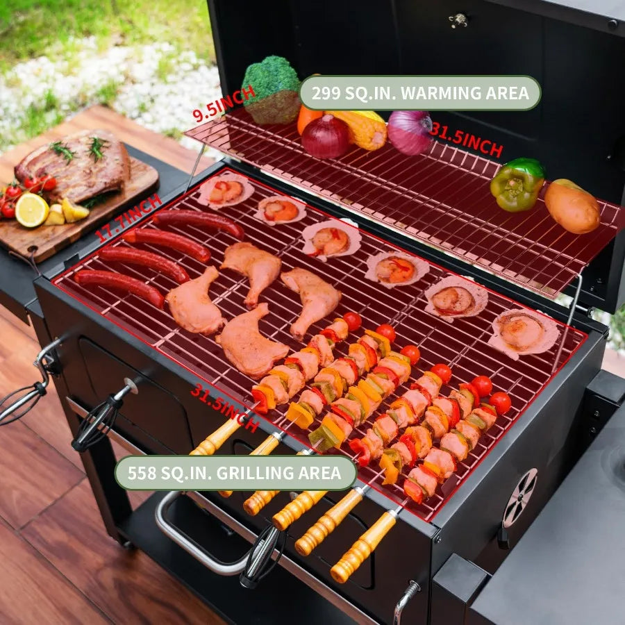 SearPro XL Charcoal BBQ Grill – 794 sq.in Cooking Space with Dual Adjustable Charcoal Trays